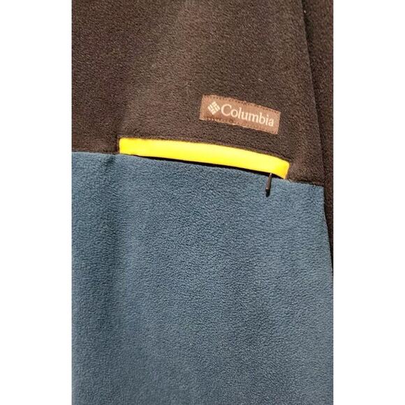 Columbia Fleece 1/4 Snap Pullover Blue w/Yellow Trim Men's XL - Picture 2 of 4